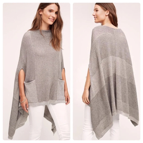 Anthropologie Moth Madison Park Long poncho grey xs/s - Picture 1 of 7
